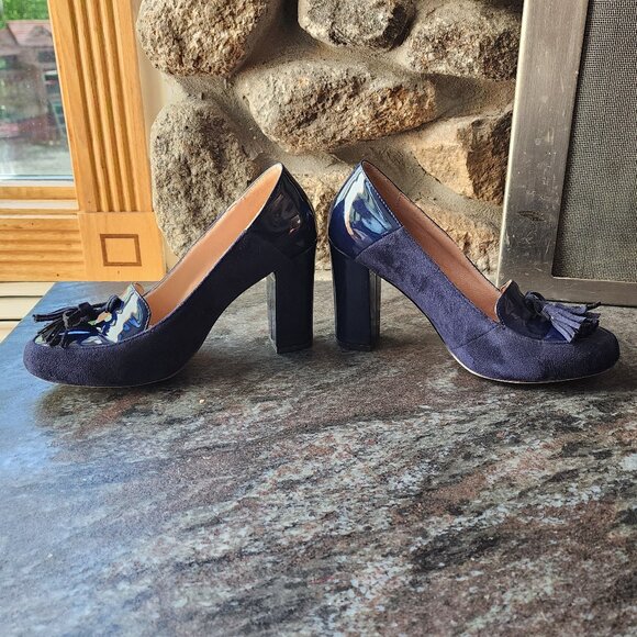 LEHOOR Chunky Block High Heel Fringed Round Toe Slip On Dress Loafers Size 8.5 - Picture 13 of 16